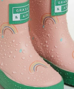 Grass & Air Little Kids Colour Revealing Rainbow Pink Wellies SALE