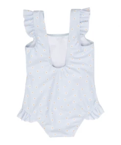 Little Dutch Bathsuit Ruffles Daisies Blue