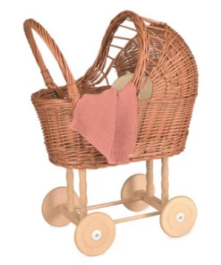 Egmont Toys NEW IN Wicker Pram With Knitted Blanket