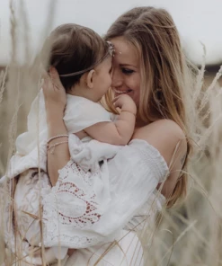 Gaia & Nina Parisienne Off-Shoulder Mama Dress In Vanille