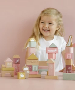 Little Dutch Building Blocks In Bucket Pink - LD7018