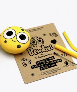 Sweet Dreamers Sylvester Sponge Bendy Kids Silicone Reusable Straws - Yellow