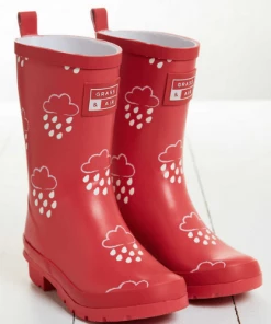 Grass & Air SALE Older Kids Colour Revealing Red Coral Wellies