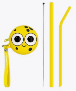 Sweet Dreamers Sylvester Sponge Bendy Kids Silicone Reusable Straws - Yellow