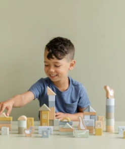 Little Dutch Building Blocks In Bucket - Blue - LD7019