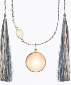 Ilado MATERNITY & PARENTS MAYA MATERNITY NECKLACE Yellow Gold Dark Blue Chord Moonstone
