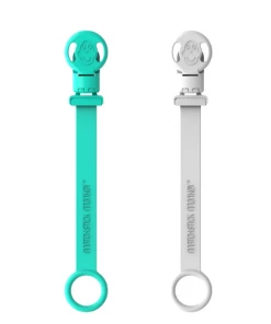 Doudou Et Compagnie GREEN & COOL GREY DOUBLE SOOTHER CLIPS
