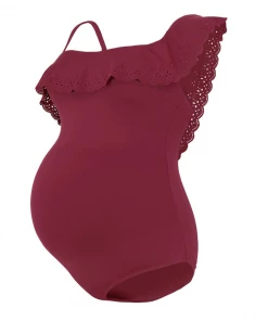Cache Coeur NEW IN Bloom Maternity Swimsuit - Burgundy