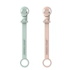 Doudou Et Compagnie MINT GREEN & DUSTY PINK DOUBLE SOOTHER CLIPS