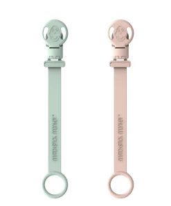 Doudou Et Compagnie MINT GREEN & DUSTY PINK DOUBLE SOOTHER CLIPS