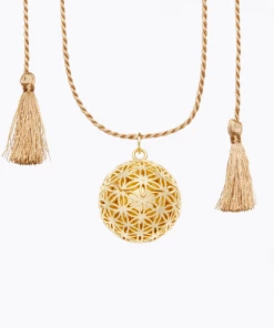 Ilado Flower Of Life Pregnancy Necklace On Cord - Yellow Gold