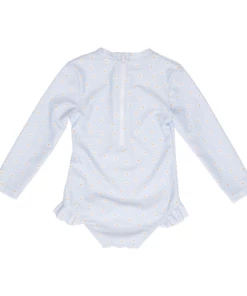 Little Dutch NEW IN Bathsuit Long Sleeves Ruffles Daisies Blue
