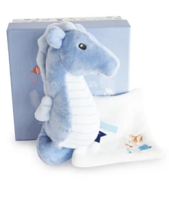Doudou Et Compagnie Seahorse With Blanket - Blue - DC3653