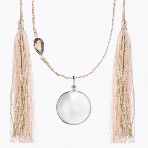 Ilado MAYA Maternity Necklace Silver Pink Chord Smoked Quartz MATERNITY & PARENTS