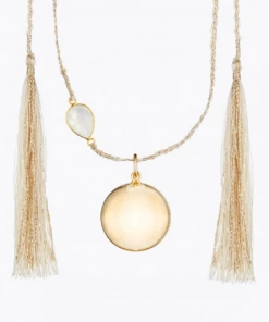 Ilado MAYA PREGNANCY NECKLACE Yellow Gold White Chord Moonstone MATERNITY & PARENTS
