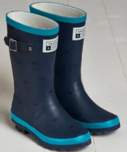 Grass & Air Junior Adventure Boots With Bag - Navy/ Turquoise