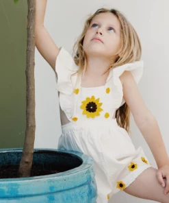 Gaia & Nina Hand-Crocheted Sunflower Romper WEAR