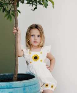 Gaia & Nina Hand-Crocheted Sunflower Romper WEAR