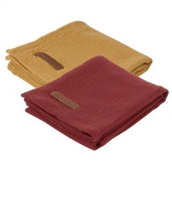 Little Dutch Muslin Cloths 70 X 70 - Indian Red/Ochre (set Of Two)