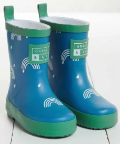 Grass & Air Little Kids Colour Revealing Rainbow Royal Blue Wellies