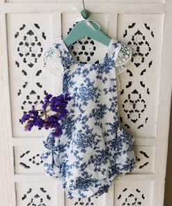 Gaia & Nina Romper In Vintage Blue Floral NEW IN