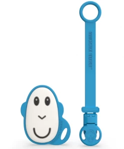 Doudou Et Compagnie BLUE FLAT FACE TEETHER & SOOTHER CLIP SET NEW IN