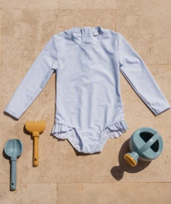 Little Dutch NEW IN Bathsuit Long Sleeves Ruffles Daisies Blue