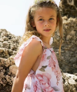 Gaia & Nina NEW IN Positano Dress In Coral Floral Print