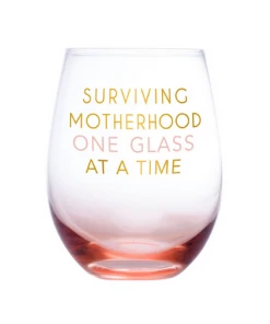 Pearhead Motherhood Wine Glass "Surviving Motherhood One Glass Of Wine At A Time" MATERNITY & PARENTS