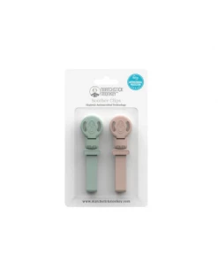 Doudou Et Compagnie MINT GREEN & DUSTY PINK DOUBLE SOOTHER CLIPS