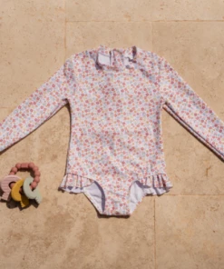 Little Dutch Bathsuit Long Sleeves Ruffles Summer Flowers