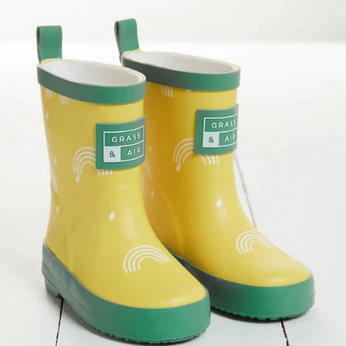 Grass & Air Little Kids Colour Revealing Rainbow Yellow Wellies