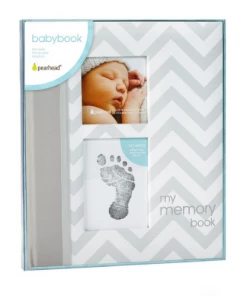 Pearhead Chevron Babybook - Grey