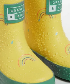 Grass & Air Little Kids Colour Revealing Rainbow Yellow Wellies