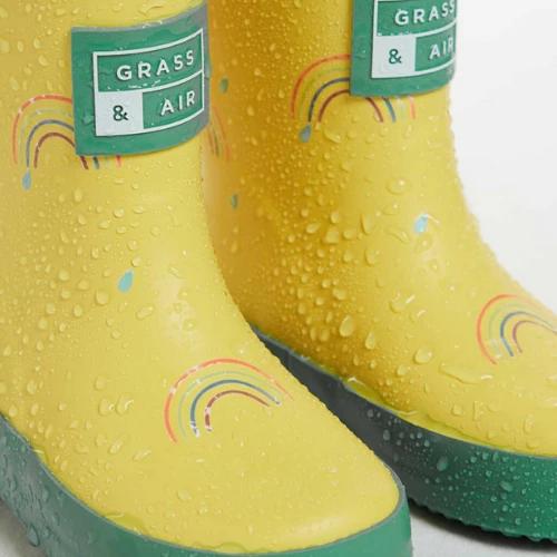 Grass & Air Little Kids Colour Revealing Rainbow Yellow Wellies
