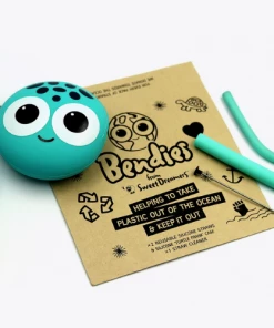 Sweet Dreamers Baby Essentials Sylvester Sponge Bendy Kids Silicone Reusable Straws - Teal