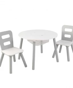 Round Storage Table & 2 Chair - Gray/white - KidKraft HOME