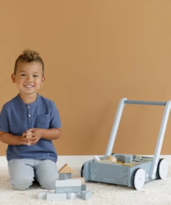 Little Dutch PLAY Wooden Baby Walker With Blocks - Ocean Blue – LD7021