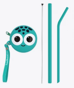 Sweet Dreamers Baby Essentials Sylvester Sponge Bendy Kids Silicone Reusable Straws - Teal