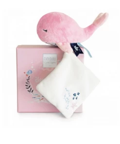 Doudou Et Compagnie Whale With Blanket - Pink - DC3651 SALE