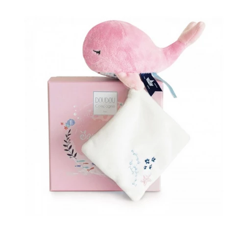 Doudou Et Compagnie Whale With Blanket - Pink - DC3651 SALE