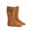Condor WEAR Warm Knee-High Socks With Pompoms - Cinnamon