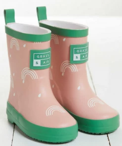 Grass & Air Little Kids Colour Revealing Rainbow Pink Wellies SALE