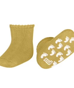 Condor WEAR Baby Non-Slip Terry Socks With Patterned Cuff - Mustard