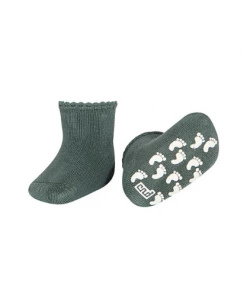 Condor Baby Non-Slip Terry Socks With Patterned Cuff - Grey