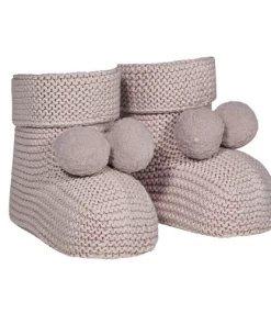 Condor Tights & Socks Moss Stich Booties With Pompoms - Old Rose