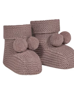 Condor Moss Stich Booties With Pompoms - Praline Tights & Socks