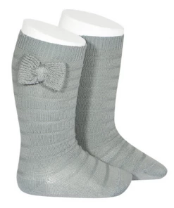 Condor Tights & Socks Knit Bow Knee-High Socks - Dry Green