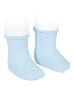 Condor Short Socks With Openworked Cuff - Baby Blue Tights & Socks