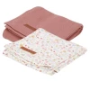 Little Dutch Muslin Cloths 70 X 70 Pure Pink Blush / Flowers & Butterflies (set Of Two) CARE
